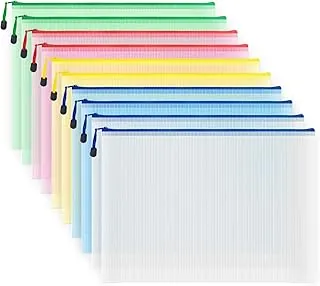 10 bolsas de archivo con cremallera, bolsa para documentos hecha de cloruro de polivinilo, organizador de recibos para oficina, escuela, viaje
