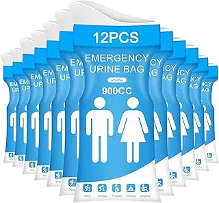 12 bolsas de orina desechables, bolsas de orina de 30.4 fl oz para viajes para mujeres y hombres, bolsa de orina de emergencia portátil con sello a prueba de fugas para viajes por carretera
