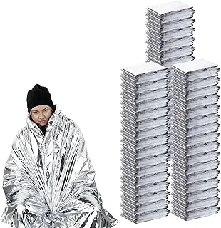 150 mantas de emergencia de aluminio Mylar envueltas individualmente térmicamente, manta de supervivencia impermeable para campamento, al aire libre, botiquín de primeros auxilios para viajes