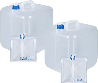 2 Pack Collapsible Water Container with Spigot, Foldable Cube Water Jugs Portable Water Storage for Outdoors Camping Hiking Disaster Preparedness & Survival Gear 1.4/2.6/4/5.3 Gallon