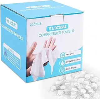 200 toallas comprimidas, toallas portátiles desechables más gruesas, toalla de mano comprimida húmeda para campamento, viajes, camping, aseo en casa