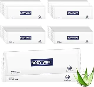 200 toallitas de cuerpo grande envueltas individualmente a granel, toallitas húmedas desechables de limpieza de la piel para hombres y mujeres, envueltas individualmente, prácticas, ligeras, aloe vera