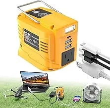 200W Inversor de Potencia Portátil para DeWALT 20V, Generador al Aire Libre Convertidor de Batería con 2 USB, LED y Enchufe de Batería Alimentado por CA, Convierte DC 18V/20V a AC 110V-120V Estación