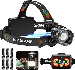 220000 Bright Camping Headlamp Function 17 Modes Motion Sensor Adjustable Focus, More Than 95H Standby IP65 Waterproof, 125°Angle Head Lamp for Fishing Hiking Bike Hardhat