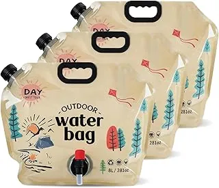 3 recipientes de almacenamiento de agua plegables de 2.1 galones, reutilizable, sin BPA, plegable, para almacenamiento de agua, bolsa de agua para senderismo al aire libre, preparación de