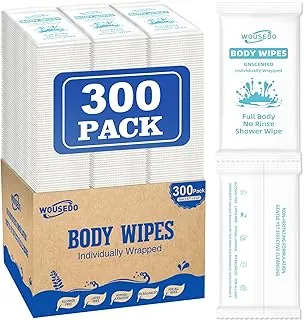 300 piezas de toallitas corporales grandes ultragruesas y suaves envueltas individualmente (7.87" x 9.45"), toallitas de baño sin enjuague para adultos, toallitas de limpieza personal para viajes y