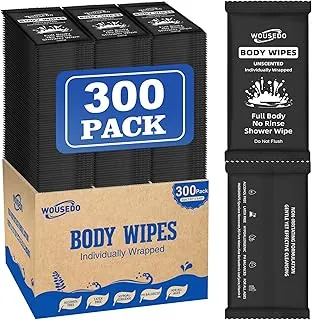 300 piezas de toallitas corporales ultragruesas y suaves de gran tamaño envueltas individualmente (7.87" x 9.45"), toallitas de baño sin enjuague para adultos, toallitas de limpieza personal para