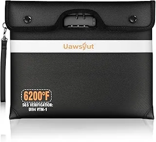 6200℉ Fireproof Document Bag with Lock, Portable Money Bag, Water Resistant Envelope with Reflective Strip