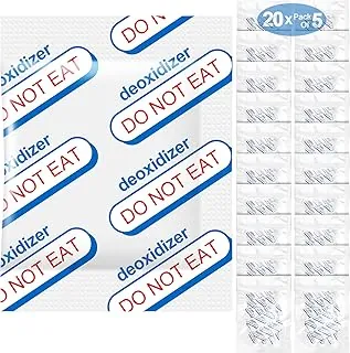 Absorbentes de oxígeno de 500cc para almacenamiento de alimentos - 100 unidades (20 paquetes de 5) - para almacenamiento de alimentos a largo plazo y supervivencia, bolsas de mylar, enlatado, secadora