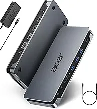 Acer Estación de acoplamiento premium 13 en 1 con PD de 110 W y soporte de monitor triple | Dual 4K HDMI y DP, 5Gbps USB A/C, Gigabit Ethernet, bloqueo de seguridad | Estación de acoplamiento para