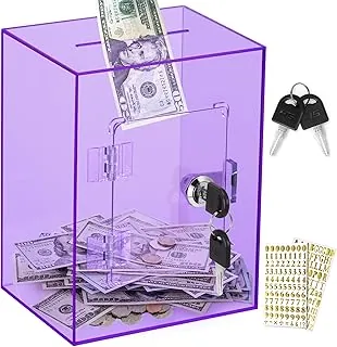 Alcancía extragrande para adultos y niños, Vcertcpl alcancía transparente de acrílico con llave, caja de ahorro de dinero para efectivo, alcancía para adultos que se puede abrir para dinero real