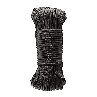 Amazon Basics Cuerda de paracaídas tipo III de 550, núcleo de 7 hebras, cuerda de utilidad versátil para acampar, alta resistencia - 5/32 pulgada x 100 pies (4 mm x 30 m), negra