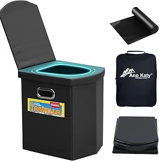 Ann Katy Inodoro portátil XL mejorado, para adultos y niños, extragrande, de viaje, alto, con tapa, orinal compacto para automóvil, senderismo, playa y campamento