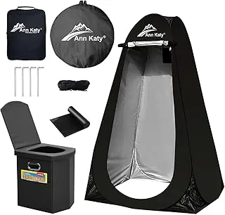 Ann Katy Tienda de campaña portátil con inodoro y tienda de privacidad emergente, inodoro portátil XL grande para adultos, kits de tienda de campaña para ducha y cambiador de camping, con bolsa de