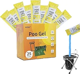 AOKE Polvo de Gel Absorbente para Inodoro Portátil - Limón 25 Pack Tratamiento Desodorante para Camping y Senderismo al Aire Libre