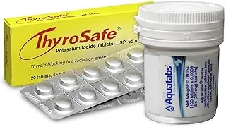 Aquatabs Tabletas de purificación de agua de 397 mg (paquete de 100) y Thyrosafe 65 mg tabletas de yoduro de potasio (paquete de 20) - Kit de emergencia para radiación y tratamiento de agua - Kit de supervivencia portátil