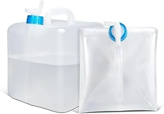 ASEVAT [Paquete de 2] Contenedor de agua plegable de 5.3 galones/20L con espita y asa, cubo de almacenamiento de agua plegable sin BPA, jarra de agua portátil para camping, senderismo, kits de emergencia y supervivencia
