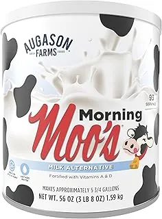 Augason Farms - Lata de leche alternativa Morning Moo's, almacenamiento de alimentos de emergencia, comidas diarias, 93 porciones'