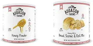 Augason Farms Miel en polvo 3 libras y bollo de pan blanco miel y rollo mezcla de almacenamiento de alimentos de emergencia #10 lata