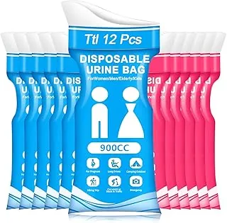 AWOKEN Bolsa de orina desechable para viajes, 30.4 fl oz, bolsas de orina para mujeres y hombres, 12/24 bolsas de emergencia para vómito, inodoro urinario para automóvil, campamento, viajes por