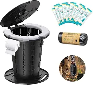 BLIKA Inodoro Portátil Retráctil Mejorado con Asiento Acolchado Suave, Inodoro Plegable para Camping de 350 Libras para Adultos y Niños, Inodoro de Viaje Compacto para Camping, Senderismo, Viajes en