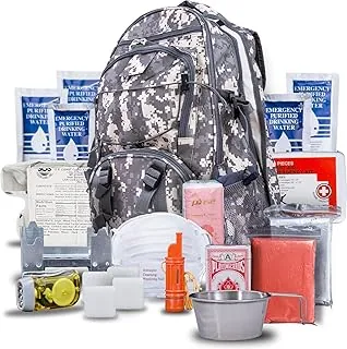 Blue Coolers Blue Seventy-Two - Serie Pro - Camo Deluxe | Kits de supervivencia de mochila de emergencia de 72 horas para 1 persona | Kit de supervivencia para incendios forestales, terremotos, tornados, huracanes y otras emergencias