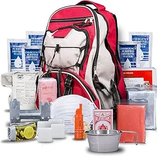 Blue Seventy-Two - Pro Series - Kit de supervivencia de mochila de emergencia roja de lujo de 72 horas para 1 persona | Kit de supervivencia para emergencias (incluye tabletas de agua)