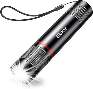 Blukar Linterna recargable, linterna de alto lúmenes, linterna LED pequeña súper brillante - Con zoom, brillo ajustable, de larga duración para camping, al aire libre y emergencias en el hogar