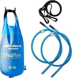 Bolsa de agua alimentada por gravedad de 3 galones con 2 tubos de salida para sistema de filtración de agua Sawyer, popote de filtro de agua de supervivencia, compatible con LifeStraw y otros filtros de agua, sin BPA (12L/3 galones)