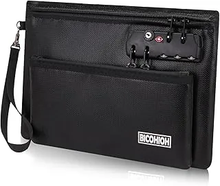 Bolsa de dinero ignífuga con cerradura, bolsa de efectivo bolsa de banco para efectivo, bolsa de almacenamiento de objetos valiosos, caja fuerte ignífuga bolsa de dinero con cremallera (NEGRO, Pequeño