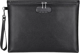 Bolsa de documentos ignífuga con cerradura, 14.3 x 10.2 pulgadas, bolsa de dinero ignífuga e impermeable con cierre de cremallera, bolsa de almacenamiento para documentos tamaño carta A4