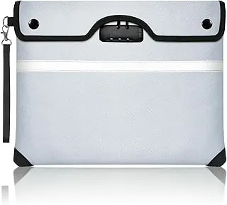Bolsa de documentos ignífuga de 6200°F con cerradura, bolsa a prueba de fuego de 15 x 11.8 pulgadas para documentos, sobres de dinero a prueba de fuego con tira reflectante, bolsa ignífuga