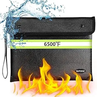Bolsa de documentos ignífuga de 6500 °F, bolsa de dinero ignífuga mejorada con cremallera impermeable, 10 capas de materiales aislados térmicamente/tira reflectante con asa para documentos importantes (no apto para archivos A4)