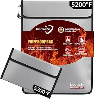Bolsa de Documentos Ignífuga DocSafe (2700℃) con Estuche Organizador Ignífugo para Viaje, Bolsa de Seguridad de 8 Capas Aislada del Calor y Resistente al Fuego y al Agua para Almacenar Documentos