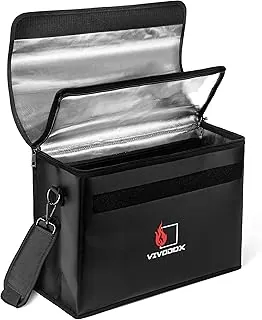 Bolsa de documentos ignífuga, grande (17 x 12 x 6 pulgadas), almacenamiento impermeable ignífugo para carpetas, documentos de tamaño legal y objetos de valor, maletín ligero resistente para el hogar u oficina