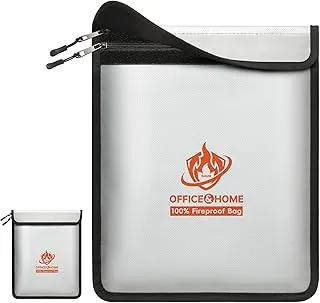 Bolsa de documentos ignífuga mejorada (2200℉), bolsa de dinero impermeable ignífuga de 15 x 11 pulgadas para dinero en efectivo con cremallera, segura ignífuga para el hogar y la oficina, importante organizador de almacenamiento de documentos para objetos de valor, certificado
