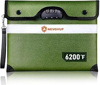 Bolsa de documentos ignífuga mejorada de 6200 °F con cerradura, bolsa de dinero a prueba de fuego para efectivo con cremallera/tira reflectante, 9 capas de material aislante térmico, bolsas