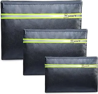 Bolsa de documentos ignífuga, paquete de 3 (15 x 11 pulgadas, 13 x 9.7 pulgadas, 10.5 x 8 pulgadas), organizador de documentos ignífugo y resistente al agua, soporte para documentos con