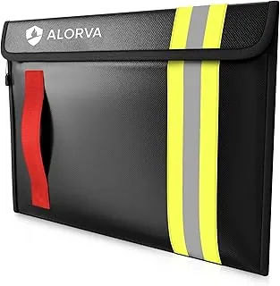 Bolsa de documentos ignífuga y resistente al agua – Bolsa de 15.5 x 11 x 3 pulgadas para documentos legales y objetos de valor – Protección con cremallera de doble capa – Diseñado para bomberos (negro)