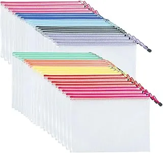 Bolsa de malla con cremallera, bolsas de plástico con cremallera, bolsas con cremallera para organizar el almacenamiento, tamaño A4, bolsa impermeable para documentos para suministros de oficina