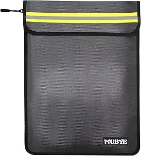 Bolsa impermeable ignífuga para documentos de dinero, bolsas con cremallera de 15 x 11 pulgadas con tira reflectante, bolsa organizadora de almacenamiento a prueba de fuego y agua para documentos importantes, archivo, efectivo, pasaporte, tableta (negro)