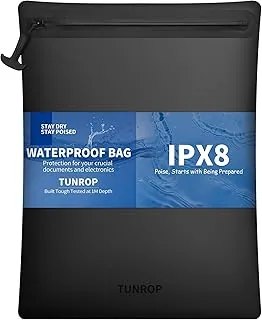 Bolsa impermeable IPX8: Sumergible 1M/30 minutos para viajeros de negocios y navegación - Mantén documentos legales, pasaportes y objetos de valor secos en la lluvia o derrames - Bolsa portátil