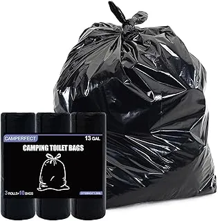 Bolsas de basura para inodoro de campamento, capacidad de 13 galones, 3 rollos con 12 bolsas cada una para inodoro portátil, viajes, uso al aire libre