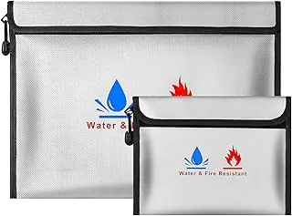 Bolsas de documentos resistentes al fuego, incluyendo un juego de bolsas de seguridad resistentes al fuego, de 15 x 11 pulgadas y 9 x 7 pulgadas, con un revestimiento de silicona no irritante, para