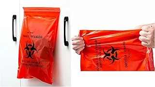 Bolsas de riesgo biológico pequeñas con tira adhesiva fuerte para laboratorio, salas de tatuajes, clínicas y hogar, a prueba de rasgaduras, 1.57 mil, 50 unidades