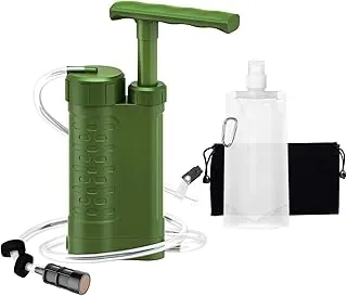 Bomba de filtro de agua portátil, purificador de agua de supervivencia manual de 0.01 micrones para camping, senderismo, mochilero, emergencia, flujo rápido, elimina sustancias nocivas y sedimentos (k8188 verde)