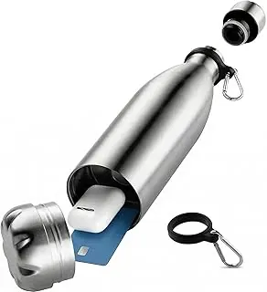 Botella de agua Diversion segura de acero inoxidable de 18 onzas con un compartimento oculto para dinero en efectivo, tarjetas, llaves y otros objetos de valor, mantiene las bebidas calientes o frías.