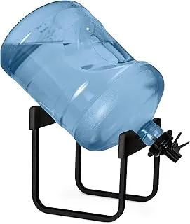 Brio Soporte de jarra de agua de acero inoxidable de 3 a 5 galones y 2 válvulas dispensadoras, soporte de agua resistente al óxido que evita derrames con boquilla de agua de flujo rápido libre de BPA