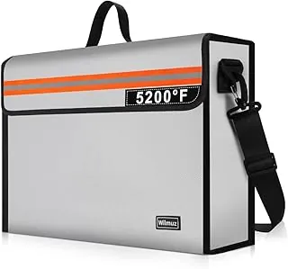 Caja de archivos a prueba de fuego para documentos con correa para el hombro aislada de 5200 ℉, bolsa de documentos ignífuga de 14.9 x 11.8 x 4.7 pulgadas con tira reflectante, caja ignífuga