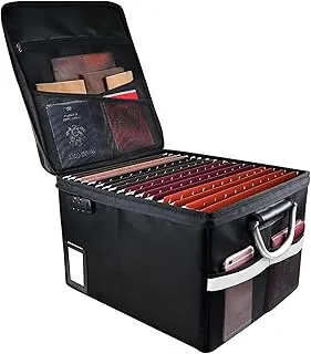 Caja organizadora de archivos ignífuga, archivador con cerradura, caja de seguridad portátil de oficina para carpetas tamaño carta o legal, 16.1 x 12.9 x 11 pulgadas